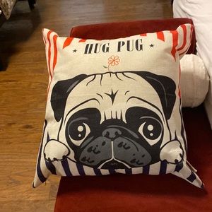 “Hug Pug” tweed-like pillow